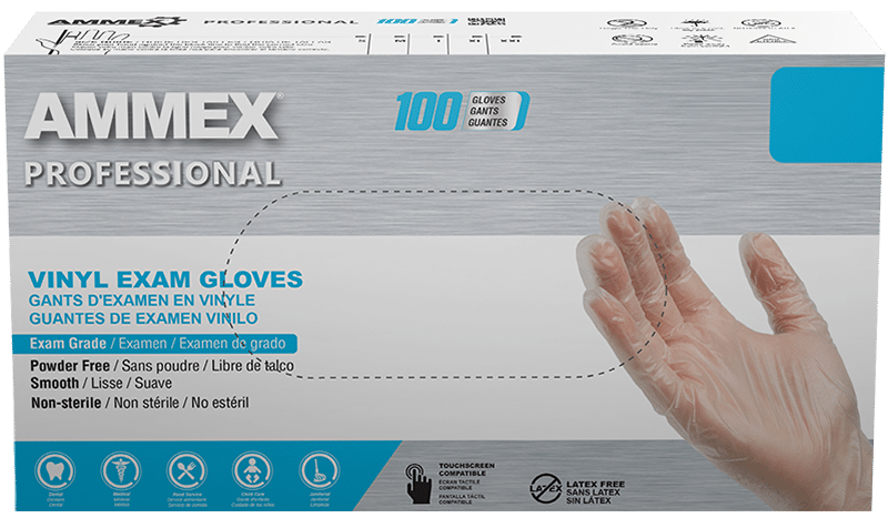 AMMEX Professional - Exam Clear Vinyl Gloves (VPF) front box image