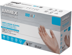 AMMEX Professional - Exam Clear Vinyl Gloves (VPF) perspective box image